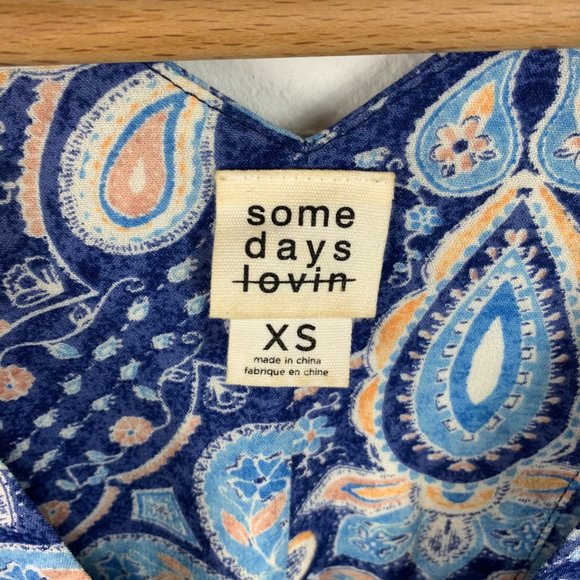 Some Days Lovin Floral Tunic Dress Blue Size XS - Picture 3 of 3